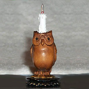 Tall Owl Lamp with Candle
